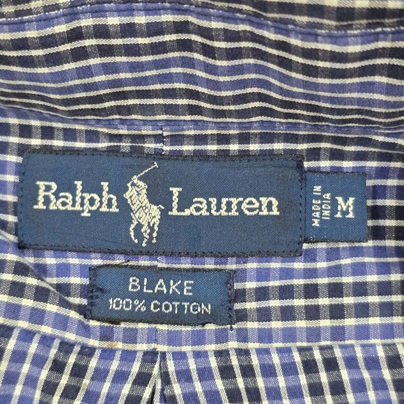Ralph Lauren Shirt Mens Medium Blue Plaid Button Up Long Sleeve Pony Preppy READ - Picture 5 of 11